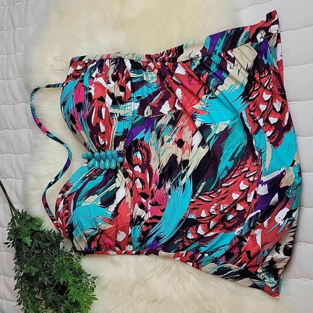 La Blanca Floral Bandeaukini Size 6